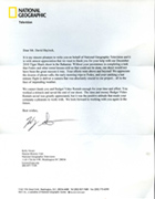 Budget Video Rentals testimonial letter from National Geographic