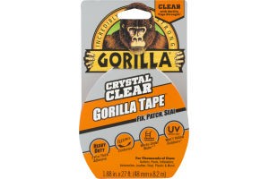 Crystal Clear Gorilla Tape, 1.88" x 27'
