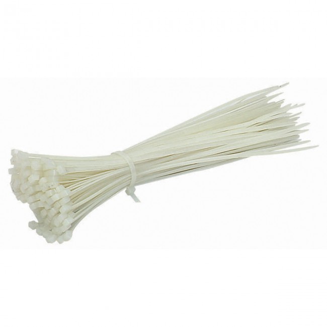 11 in. White Cable Ties, 100 Pack